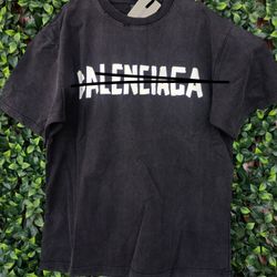 Balenci Yellow tape tee Size large