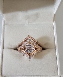 Rose Gold Over Silver engagement Wedding promise Ring