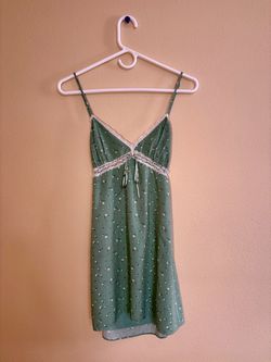 Hollister Women’s Green Floral Lace Trim Mini Slip Dress — XS