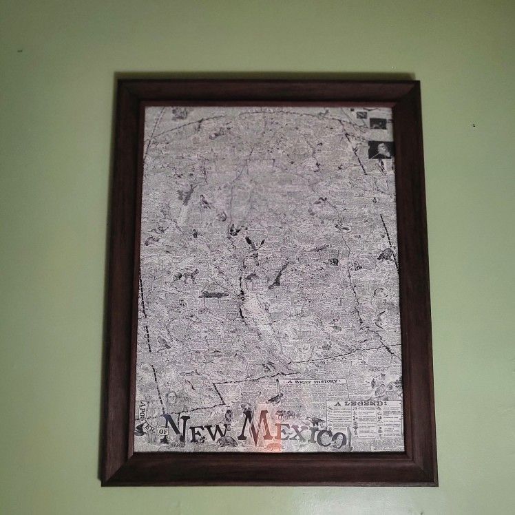 Framed Map Of New Mexico 27x23