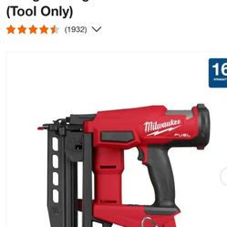 For Sale Lightly Used Milwaukee M18 FUEL 18-Volt Lithium-Ion Brushless Cordless Gen 2  16-Gauge Straight Finish Nailer Tool-only Model 3020-20  
