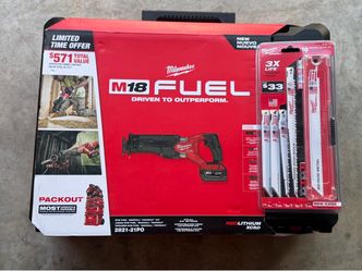 M18 FUEL 18V Brushless Cordless SAWZALL Reciprocating Saw Kit W/one 5.0 Ah Battery, Packout Case