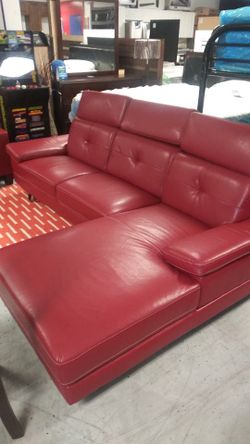 Nice red leather couch with lounge