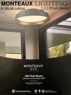 Monteaux Lighting 13” Black & Gold Integrated LED Flush Mount Ceiling Light – New in Box$35