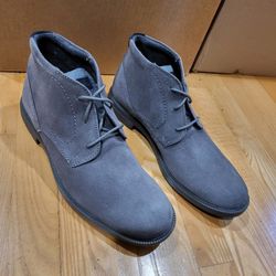 Rockport Men's Berenger Plain Toe Chukka Boots Steel Grey Suede Size 10 M