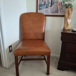 Ralph Lauren Genuine Leather Desk Accent Chair - Warm Saddle Brown