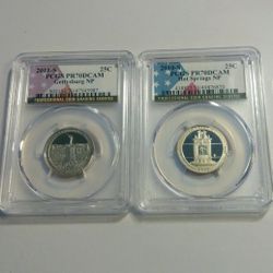 Set of (2) Certified Quarter Dollar Coins Grade 70 The Highest Certification, Very Nice to Collect