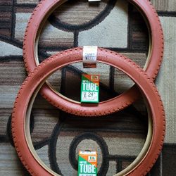 NEW Bicycle Bmx Cruiser Tires 24" Solid Clay/brown Diamond Pattern