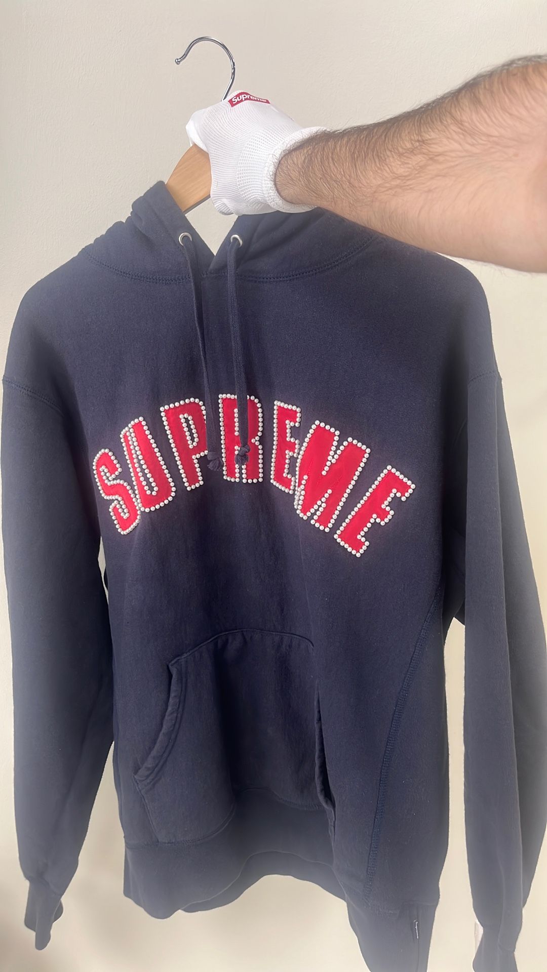Supreme Navy Pearl Hoodie (Size S)
