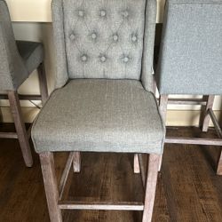 6 Gray Upholstered Bar Stools