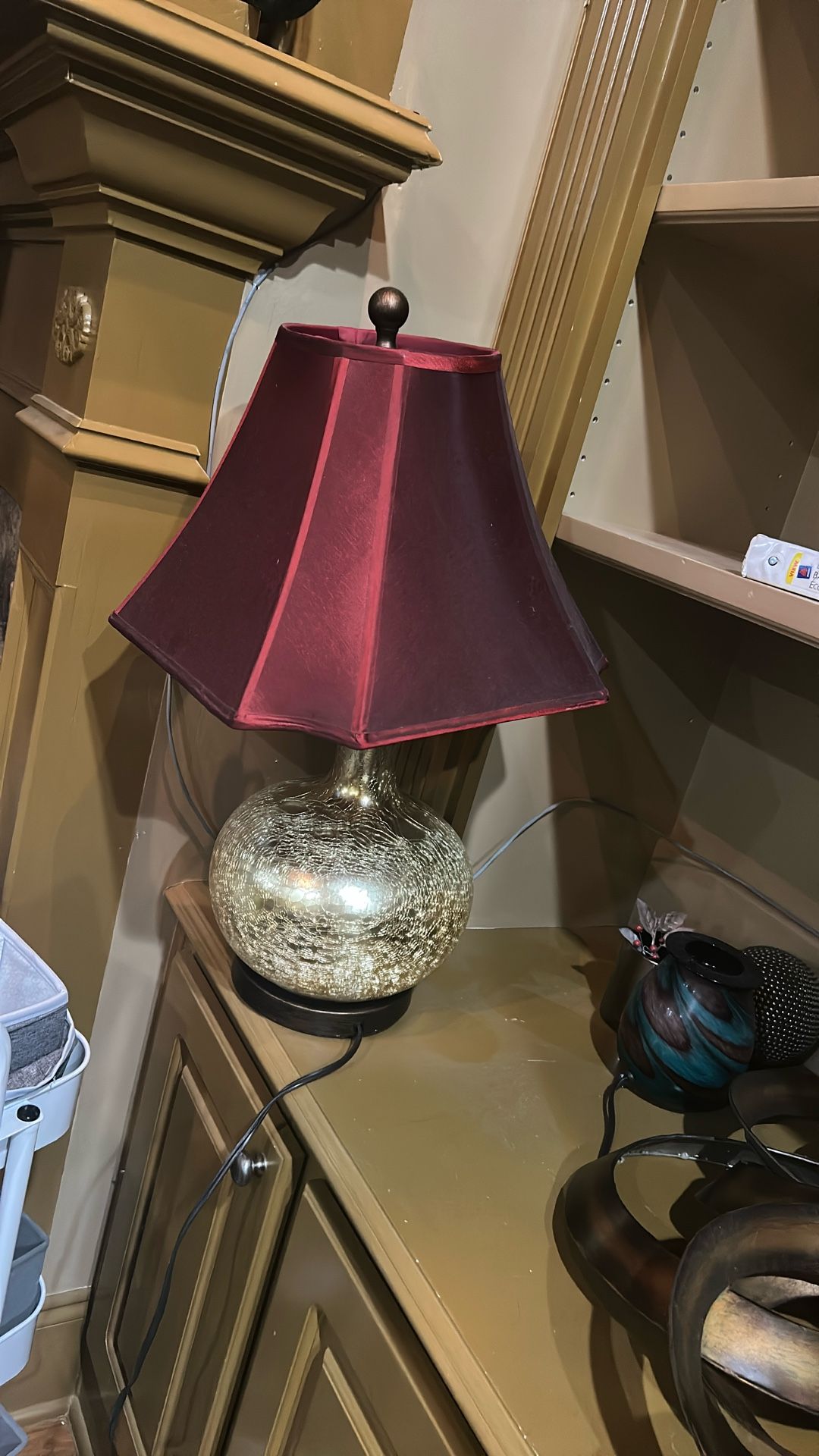 Burgundy & Gold Lamp