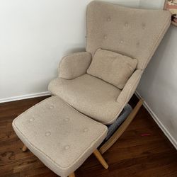 Soft And Comfy Rocking Chair With Stool