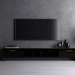 🔥Modern TV Stand Black Gloss with glass shelves from France🔥
