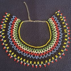 Beautiful Colorful Beaded Bib Necklace