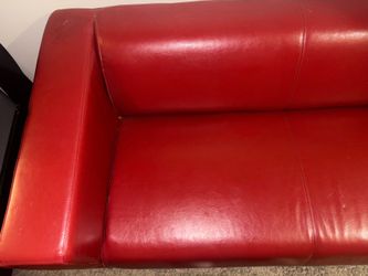 Red Leather Couch with 2 upholstered side chair