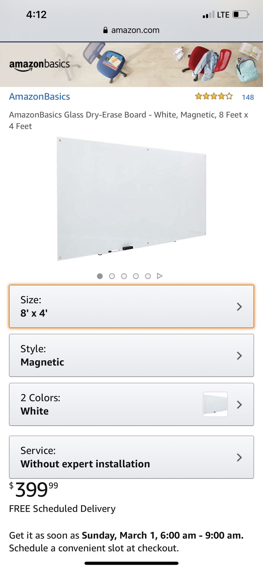 Amazon Basics glass magnetic dry erase board(new in box)