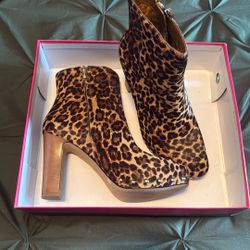 Leopard Print Ankle Boot Heel 