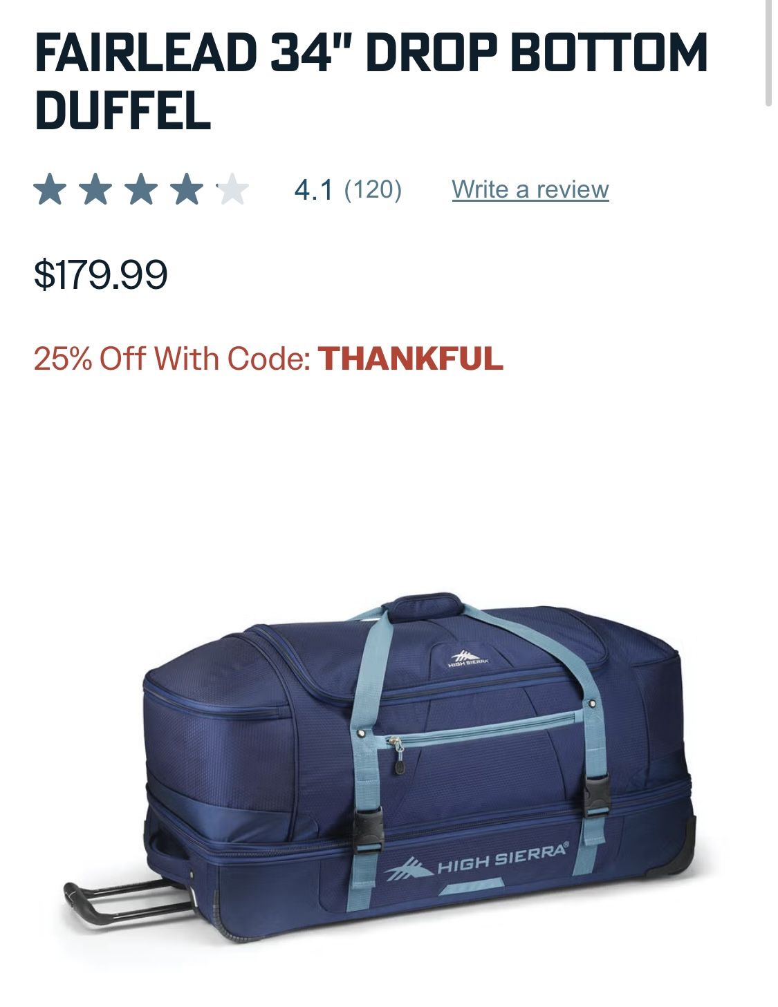 High Sierra Wheeled Duffel