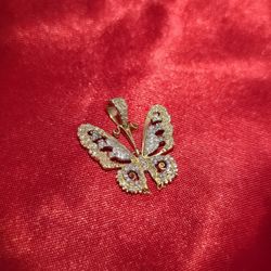 10k Yellow Gold Diamond Butterfly Pendant 0.40 ctw