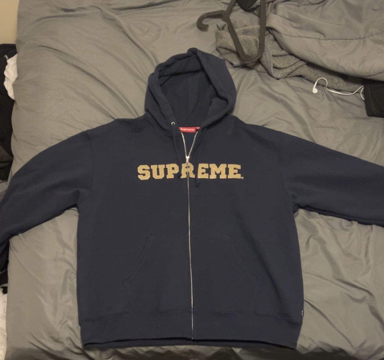Supreme Collegiate Appliqué Zip Up ‘Navy’ Never Worn