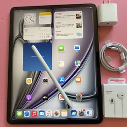 Apple IPad Air 13” (M2 chip / 2024  model) 128GB with Pen, keyboard & Accessories (warranty 10/2025) 