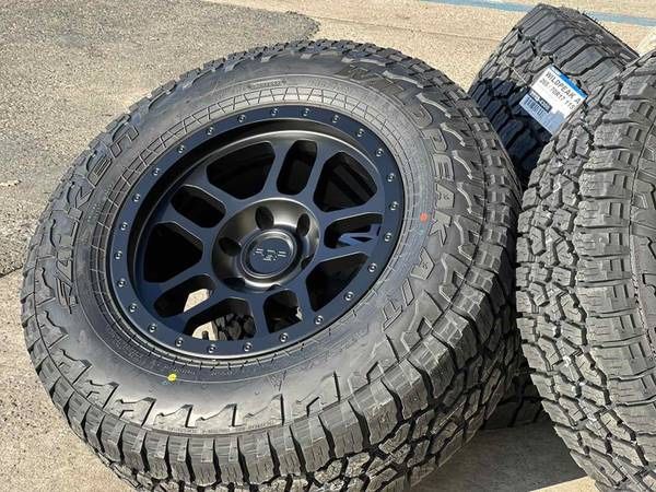 NEW 17” Ford F-150 Chevy Silverado Wheels GMC Sierra Rims F150 Toyota Tacoma Jeep Wrangler Tahoe 4Runner Tundra M/T A/T Tires Expedition Sequoia 17x9