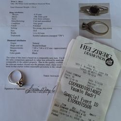 1.5ct black diamond ring in 15k white gold setting