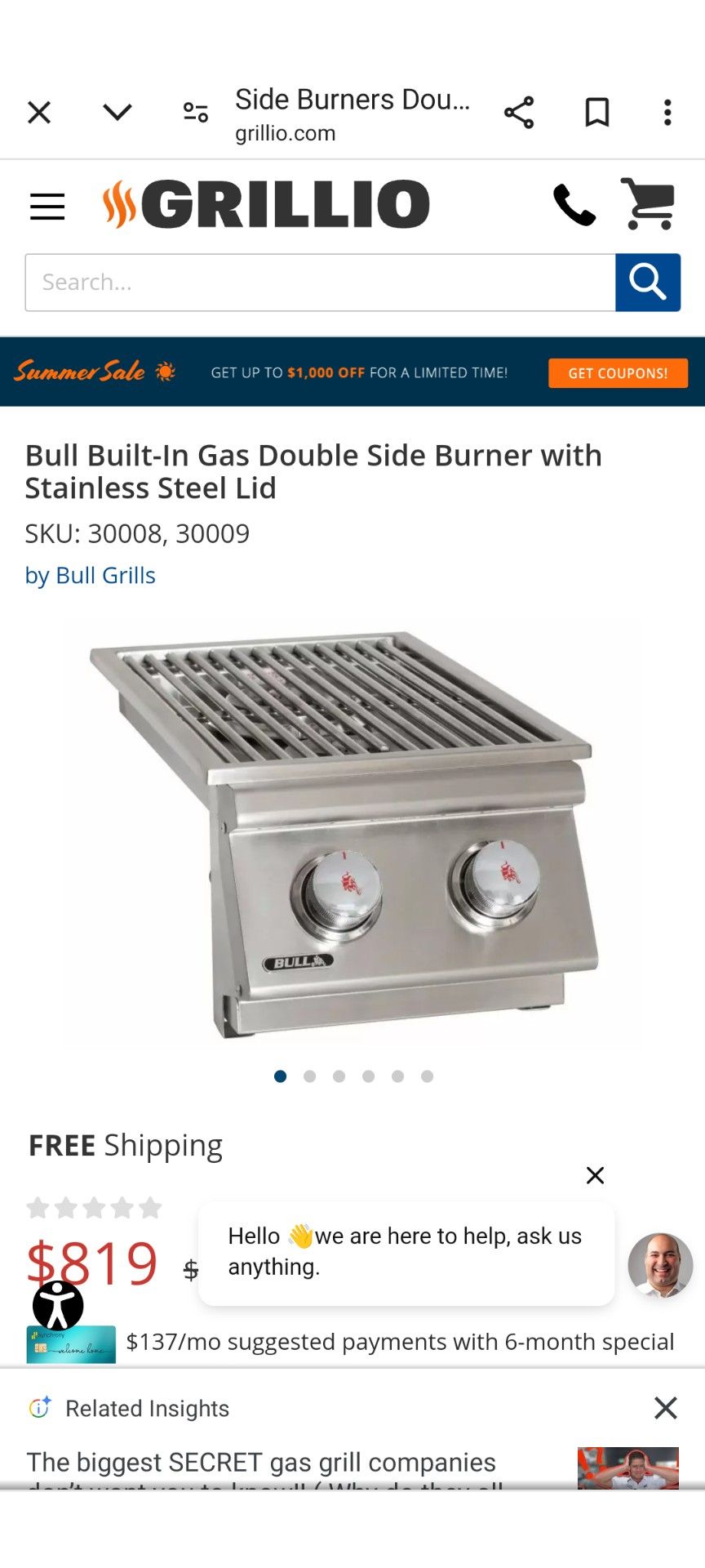 Bull Lp Side Burner