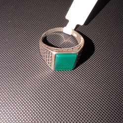 Sterling Silver Jade Ring size 12 7.6G