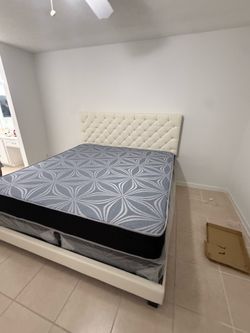 King size bed frame with mattress and free delivery free installation all new furniture