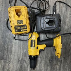 Dewalt 18v Drill And Two Chargers