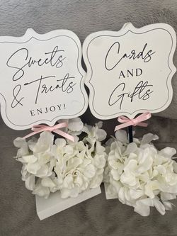 Wedding Event Signs with Floral Bases Set of 2
