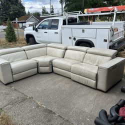 Cream Leather Couch