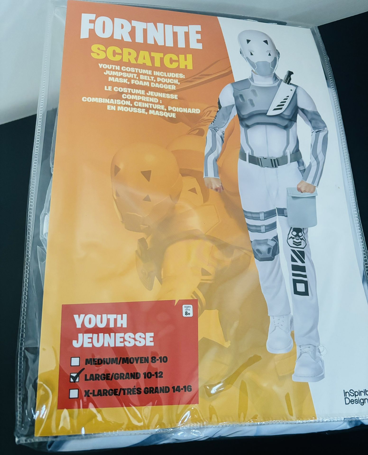New! InSpirit Designs Fortnite Scratch Halloween Costume Male, Teen 14-17, White