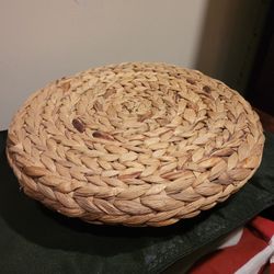 Woven Wicker Rattan Plant  Base Stand w/ wheels