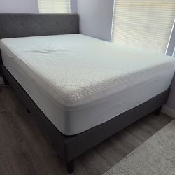 Full size upholstered bed frame with novamfoam mattress