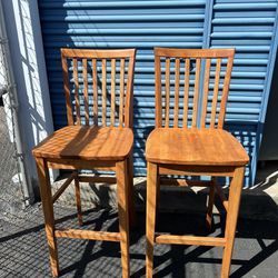 2 Wooden Chairs 30” to seat 47” top of back 18”w seat