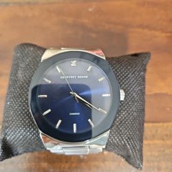 Geoffrey Beene Men’s Diamond Dial Watch - Silver Tone, Blue Face GBA00030