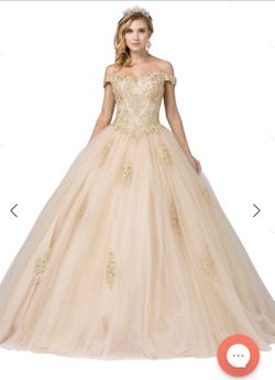 Gold quinceañera dress with package