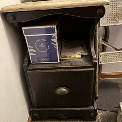 Wood Table With Drawer And Open Front