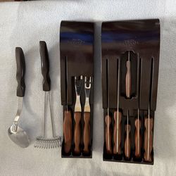 Set of 10 Vintage Cutco Knife & Fork Set with 2 Bakelite Holders