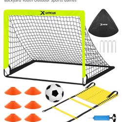 Soccer Goals for Backyard, 4' x 3' Pop Up Goal Training Equipment with Ball, Agility Ladder and Cones, Portable Nets Backyard Youth Outdoor Sports Gam