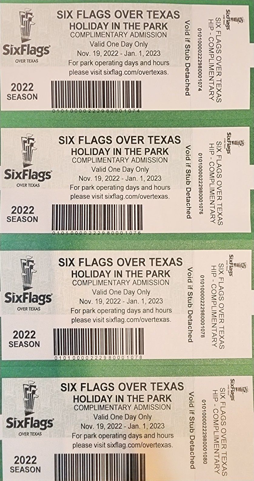 4 Six Flags Passes
