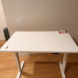 White adjustable standing desk