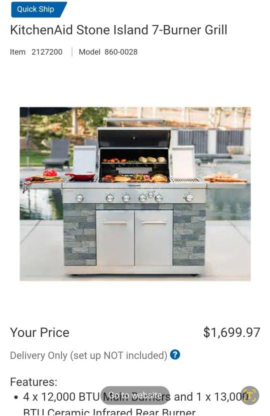 KitchenAid Stone Island 7-Burner Grill $1,350