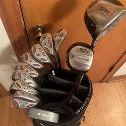 Complete set of men’s RH golf clubs/bag