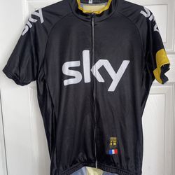 SKY Cycling Cycle Bike Jersey Shirt Le Tour de France Men's Full Zip Size L