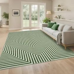Garvee 8x10 Washable Rug Green Geom.