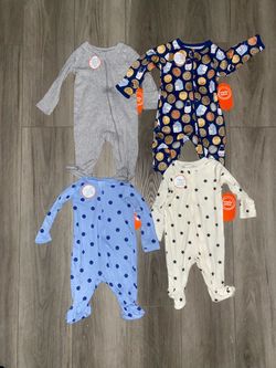 0-3M Wonder Nation Baby Footed Sleeper Set of 4