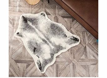 Cow Print Rug Faux Cowhide Rug Animal Pattern Carpet for Bathroom Living Room Skins Door Mat Home Decoration 3.5x2.6 Ft/42.5x31.5in/(108 x 80 cm) Grey
